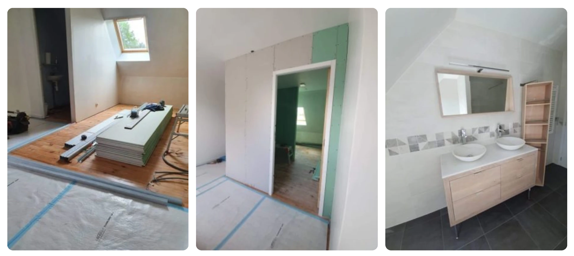 chantier avant pendant apres salle de bain