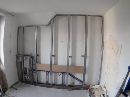 photo chantier transformer une chambre en salle de bains